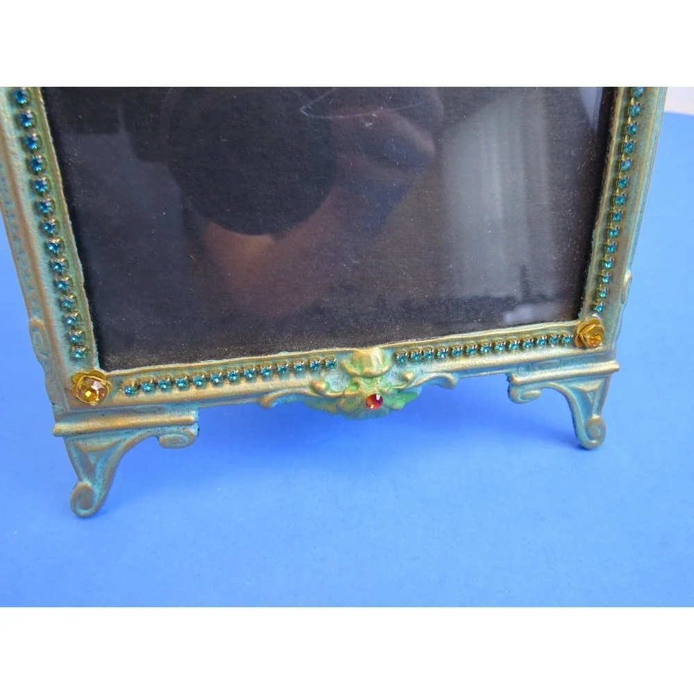 Vintage Ornate Boho 4.25 x 4.25 Rhinestone Sparkly Picture Frame